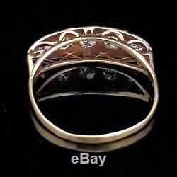 Antique Old European Cut Diamond 18k Gold Five Stone Band Ring Anniversary Gift