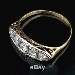 Antique Old European Cut Diamond 18k Gold Five Stone Band Ring Anniversary Gift