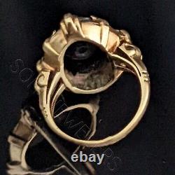 Antique Old European Cut Diamond Onyx 10k Yellow Gold Ring Mourning Estate Gift