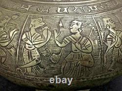 Antique Old Hand Carved Engraved Hindu Religious Holy Brass Water Pot / Lota