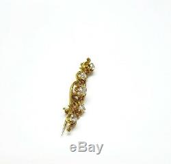 Antique Old Mine Cut Diamond Brooch/Pin 0.68 Carat t. W. 14K Gold