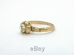 Antique Old Mine Cut Diamond Cushion Solitaire Engagement Ring 14k Yellow Gold