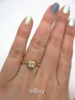 Antique Old Mine Cut Diamond Cushion Solitaire Engagement Ring 14k Yellow Gold