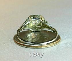 Antique Old Mine Cut Diamond Ring. 50ct 18K White Gold Filigree F/SI2 Size 8.5