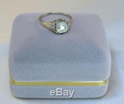 Antique Old Mine Cut Diamond Ring. 50ct 18K White Gold Filigree F/SI2 Size 8.5