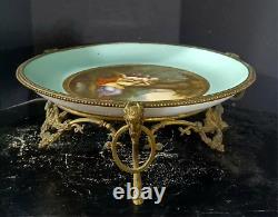 Antique Old Paris Porcelain & Bronze Centerpiece, Eros & Psique, 13 wide