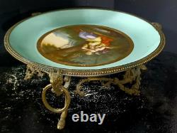 Antique Old Paris Porcelain & Bronze Centerpiece, Eros & Psique, 13 wide