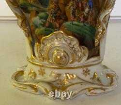 Antique Old Paris Vieux Porcelain Spill Vase Hand Painted Garniture with Gilt Trim