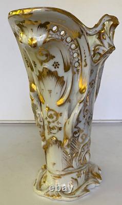 Antique Old Paris Vieux Porcelain Spill Vase Hand Painted Garniture with Gilt Trim