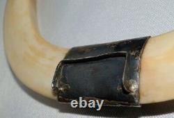 Antique Old Vintage African Wild Boar Large Double Tusk Silver Tribal Necklace