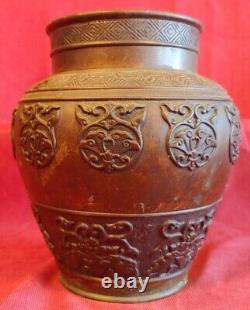 Antique Old Vintage Bronze Asian Chinese Bat Motif Vase China