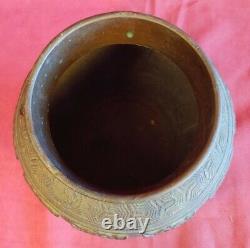 Antique Old Vintage Bronze Asian Chinese Bat Motif Vase China