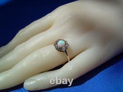 Antique Opal old European cut Diamond solitaire Vintage Deco engagement Ring