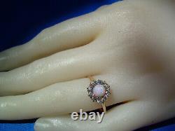 Antique Opal old European cut Diamond solitaire Vintage Deco engagement Ring