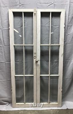 Antique Pair 6 Lite Casement Window 16x61 Vintage Shabby White Old Chic 159-23B