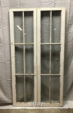 Antique Pair 6 Lite Casement Window 16x61 Vintage Shabby White Old Chic 159-23B