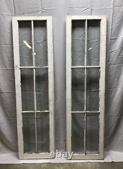 Antique Pair 6 Lite Casement Window 16x61 Vintage Shabby White Old Chic 159-23B