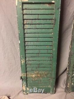 Antique Pair Arched Dome Top Wood Louvered Window Shutters 14X74 Old Vtg 425-18C