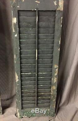 Antique Pair Arched Dome Top Wood Louvered Window Shutters 14X74 Old Vtg 425-18C