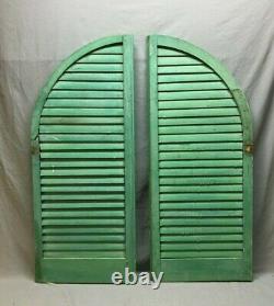 Antique Pair Arched Dome Top Wood Louvered Window Shutters 20x48 Old Vtg 228-20B
