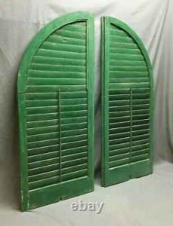 Antique Pair Arched Dome Top Wood Louvered Window Shutters 20x48 Old Vtg 228-20B