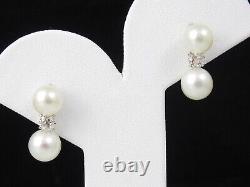 Antique Pearl Diamond Earrings Art Deco Vintage Old Mine 14K White Drop Dangle