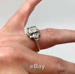 Antique Platinum Art Deco Old Mine Cut 2.29 CTW Diamond Engagement Ring