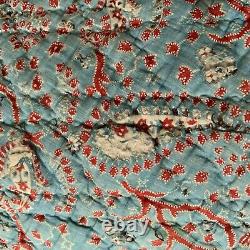 Antique Quilt Indigo resist French 18th century RARE textile vintage France old