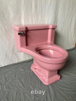 Antique Rose Du Berry Pink Low Boy Deco 1 Piece Toilet Old Vtg Standard 174-22E