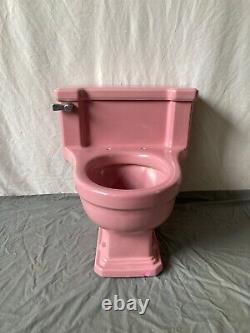 Antique Rose Du Berry Pink Low Boy Deco 1 Piece Toilet Old Vtg Standard 174-22E