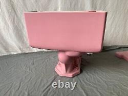 Antique Rose Du Berry Pink Low Boy Deco 1 Piece Toilet Old Vtg Standard 174-22E