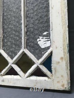 Antique Stained Florentine Privacy Glass Window Cottage Chic Vtg Old 437-17E