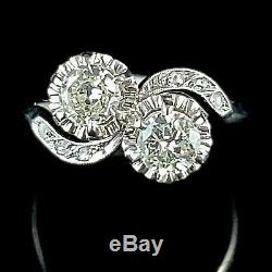 Antique Toi at Moi Ring Old European & Rose Cut Diamonds Platinum Engagement