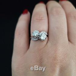 Antique Toi at Moi Ring Old European & Rose Cut Diamonds Platinum Engagement