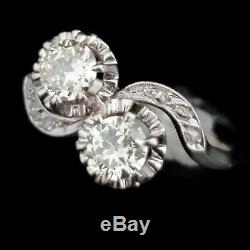 Antique Toi at Moi Ring Old European & Rose Cut Diamonds Platinum Engagement