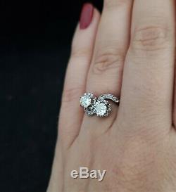 Antique Toi at Moi Ring Old European & Rose Cut Diamonds Platinum Engagement