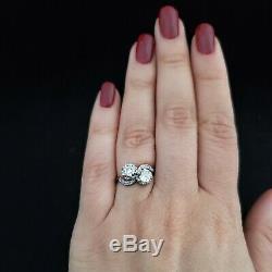 Antique Toi at Moi Ring Old European & Rose Cut Diamonds Platinum Engagement