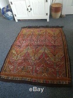 Antique Turkish Kilim Rug REDUCED vintage old wool Kelim 141cm by 115cm