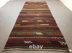 Antique Turkish Kilim Rug shabby vintage old country home Kelim 420x154cm large