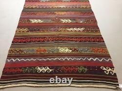 Antique Turkish Kilim Rug shabby vintage old country home Kelim 420x154cm large