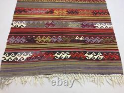 Antique Turkish Kilim Rug shabby vintage old country home Kelim 420x154cm large