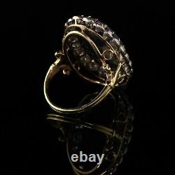 Antique Victorian 18K Gold and Platinum Old Mine Cut Diamond Black Opal Ring