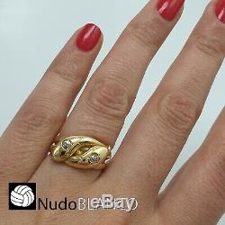 Antique Victorian Double Snake Ring 14k Rose Gold Old Cut Diamonds