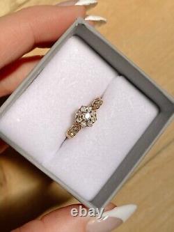 Antique Victorian Era Old Mine Cut Diamond. 70 Cluster Ring 18k Gold size 4.5