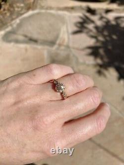 Antique Victorian Era Old Mine Cut Diamond. 70 Cluster Ring 18k Gold size 4.5