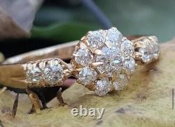 Antique Victorian Era Old Mine Cut Diamond. 70 Cluster Ring 18k Gold size 4.5