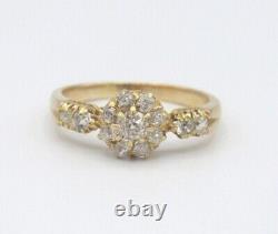 Antique Victorian Era Old Mine Cut Diamond. 70 Cluster Ring 18k Gold size 4.5