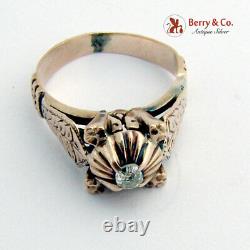 Antique Victorian Old Mine Cut Diamond Ring 14 K Rose Gold