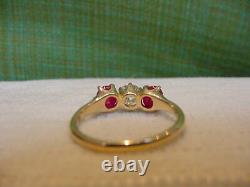 Antique Victorian Ruby and Old Mine Cut Diamond Ring 18K Gold