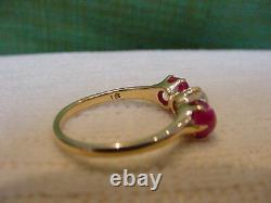 Antique Victorian Ruby and Old Mine Cut Diamond Ring 18K Gold